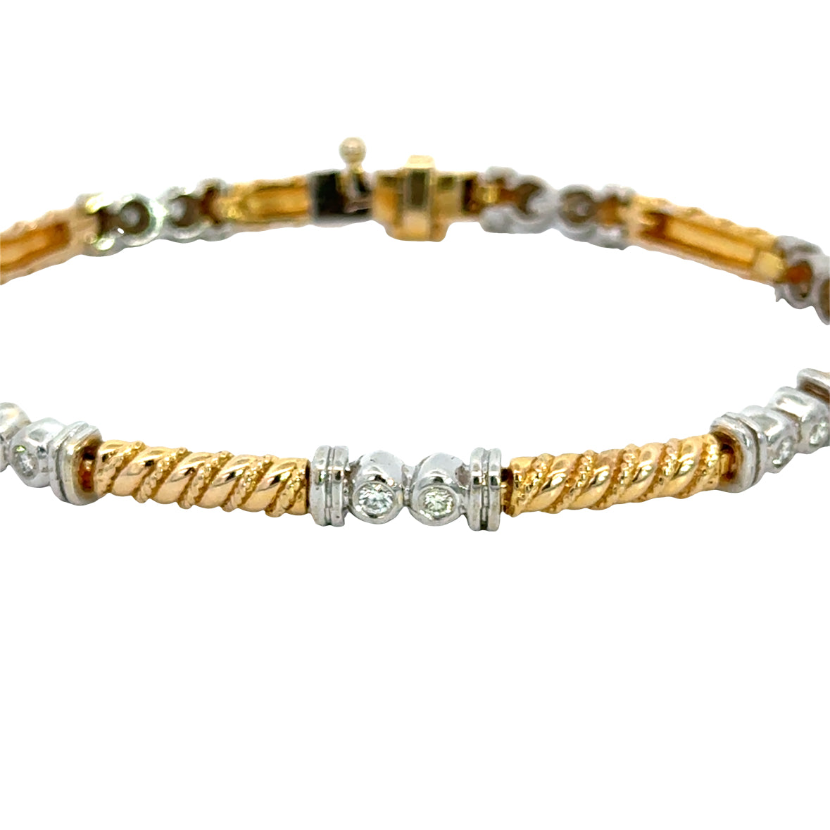 14K Two Tone Gold Bezel Set Diamond Bracelet