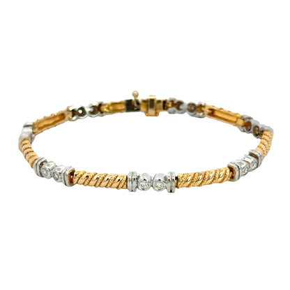 14K Two Tone Gold Bezel Set Diamond Bracelet