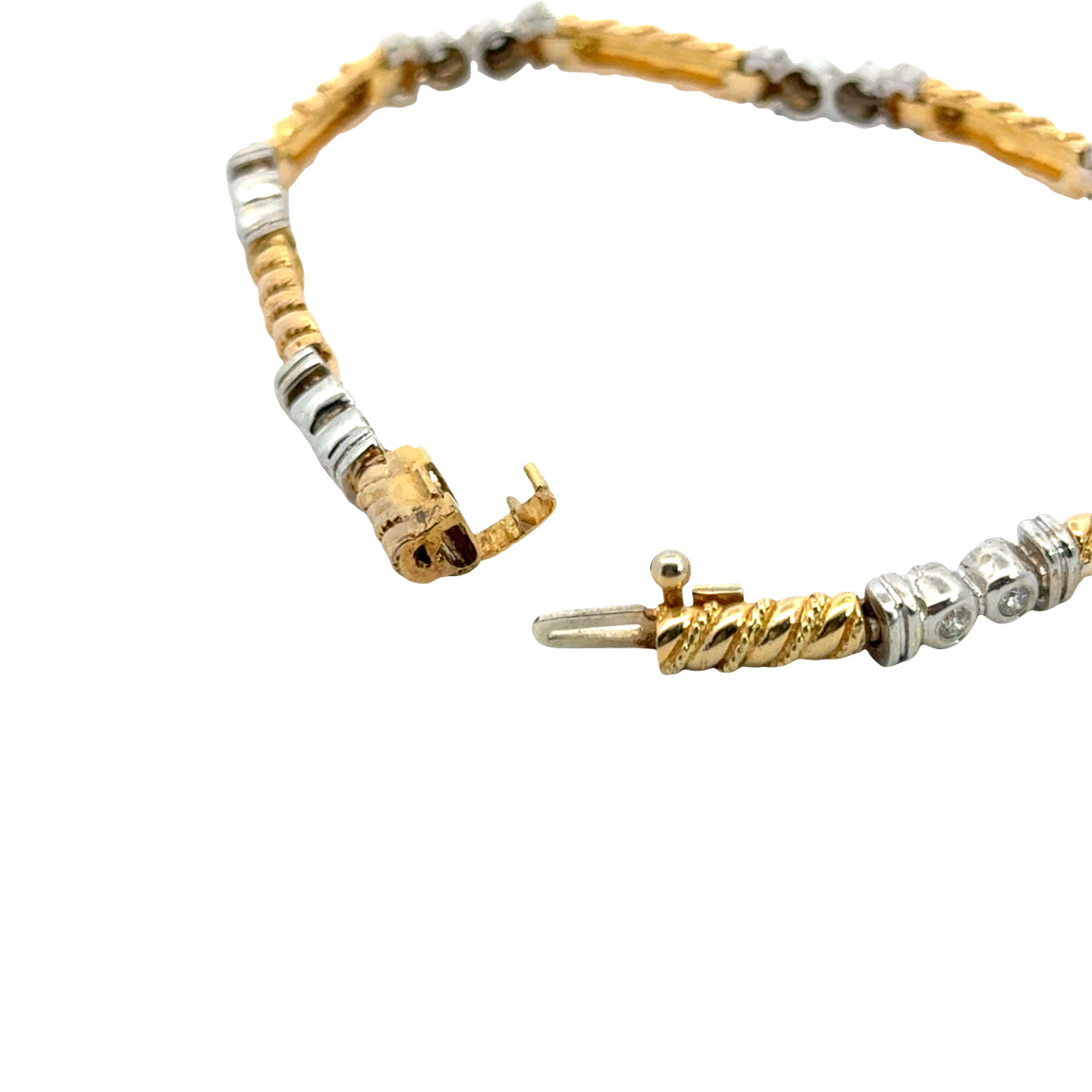 14K Two Tone Gold Bezel Set Diamond Bracelet