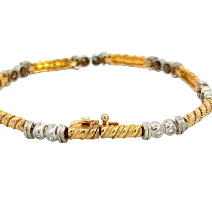 14K Two Tone Gold Bezel Set Diamond Bracelet