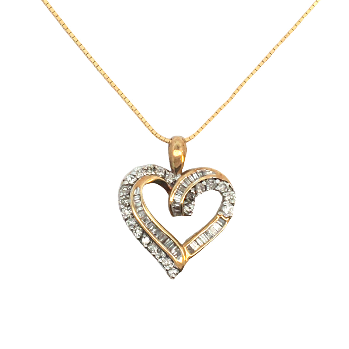 14K Yellow Gold Diamond Heart Pendant