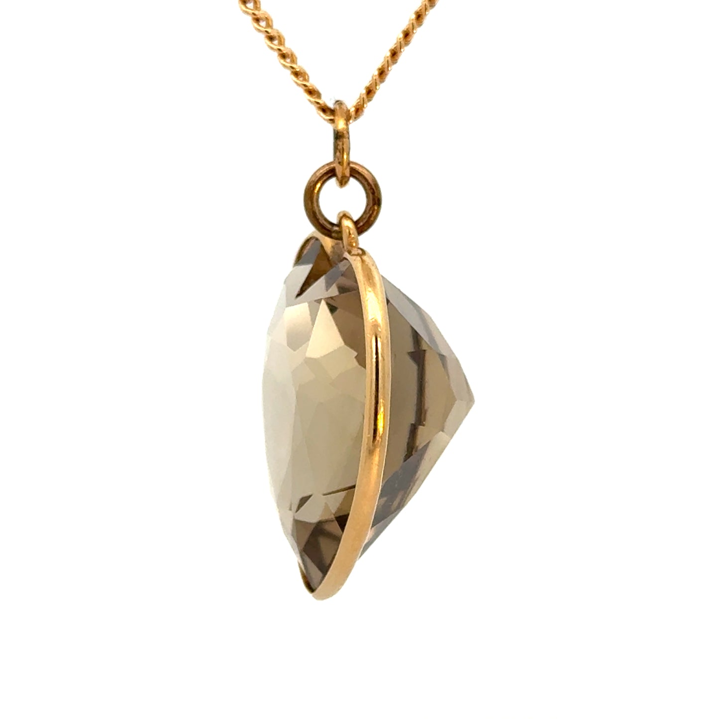 14K Yellow Gold Large Smoky Topaz Heart Pendant