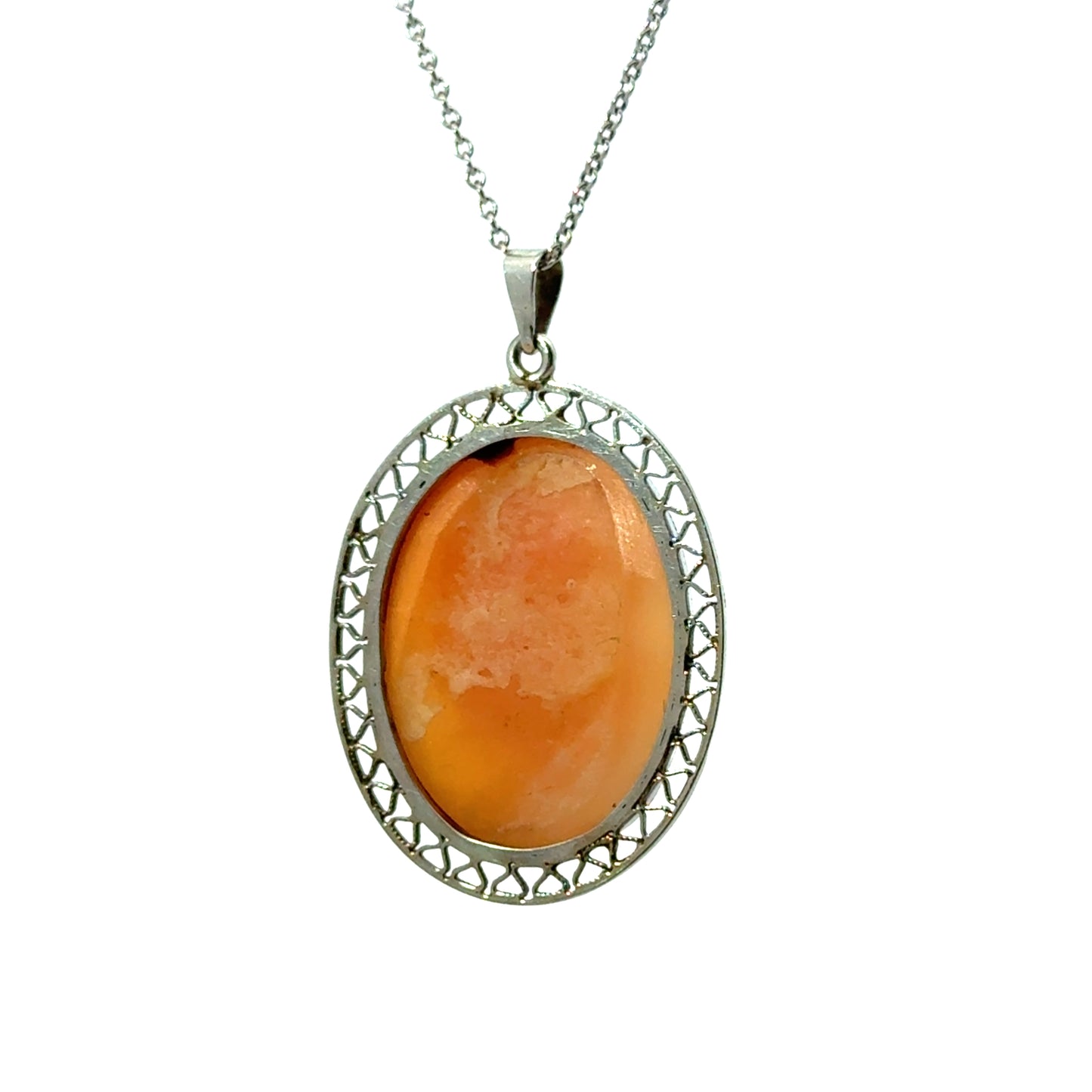 14K White Gold Antique 1920’s Cameo Pendant