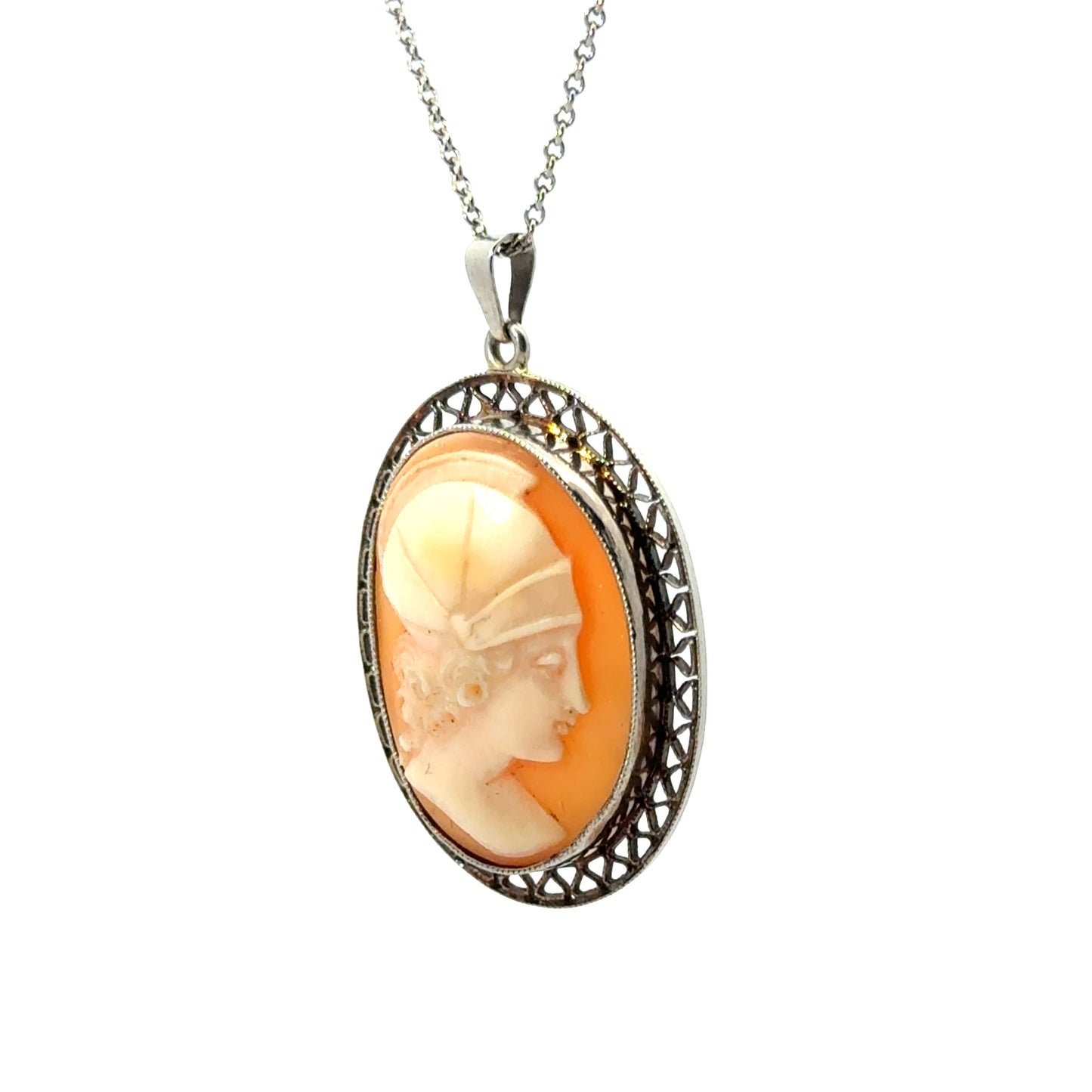 14K White Gold Antique 1920’s Cameo Pendant