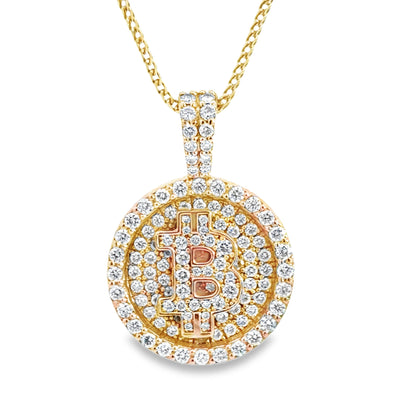 14K Yellow Gold & Diamond Bitcoin Emblem Pendant