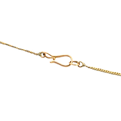 14K Yellow Gold Diamond Necklace with Fan Style Diamond Drop
