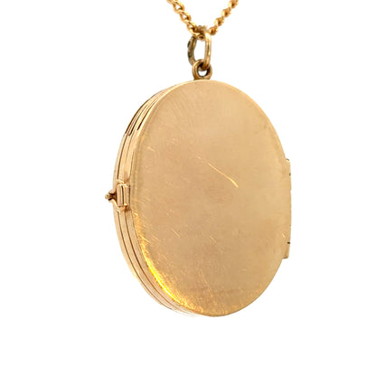 14K Yellow Gold Rose Locket Pendant with Turquoise & Diamond Accent
