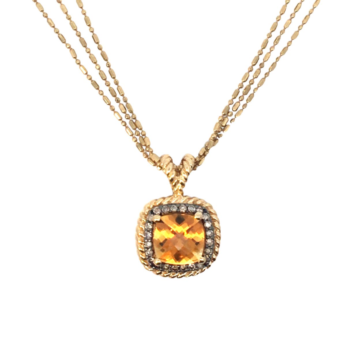 14K Yellow Gold Sunny Citrine & Diamond Pendant