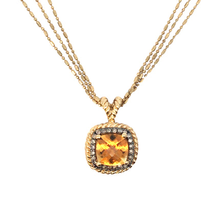 14K Yellow Gold Sunny Citrine & Diamond Pendant
