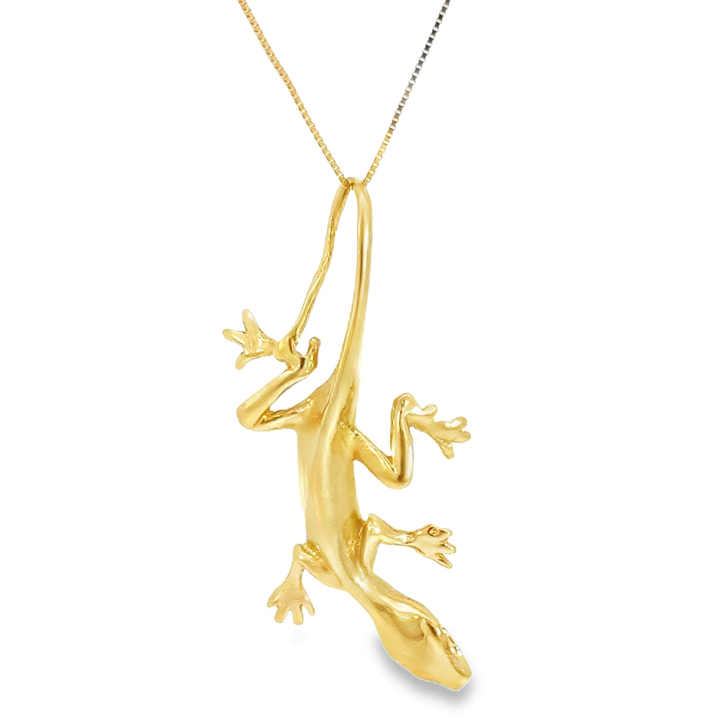 14K Yellow Gold Lizard Pendant – Whimsical Design