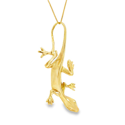 14K Yellow Gold Lizard Pendant – Whimsical Design