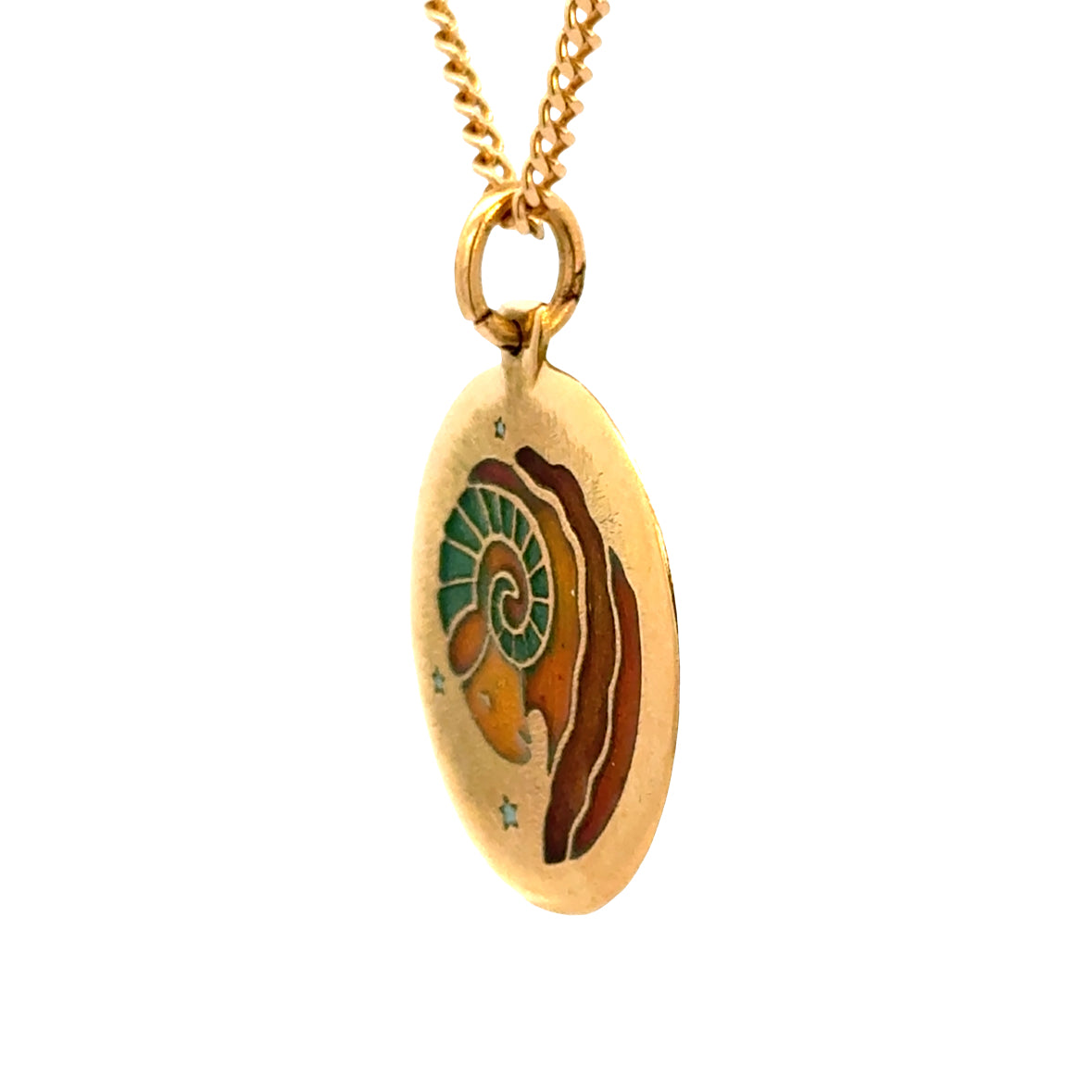 18K Yellow Gold Enamel Zodiac Pendant