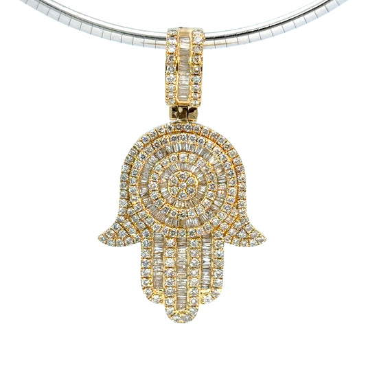 14K Yellow Gold Hamsa Pendant with Diamonds
