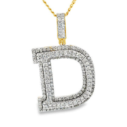 Diamond Initial Pendant Letter D in Yellow Gold
