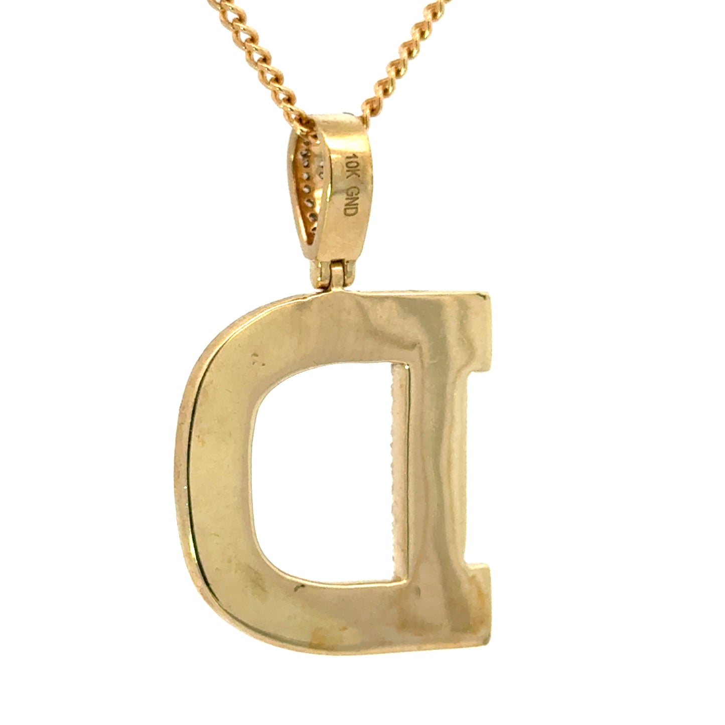 Diamond Initial Pendant Letter D in Yellow Gold