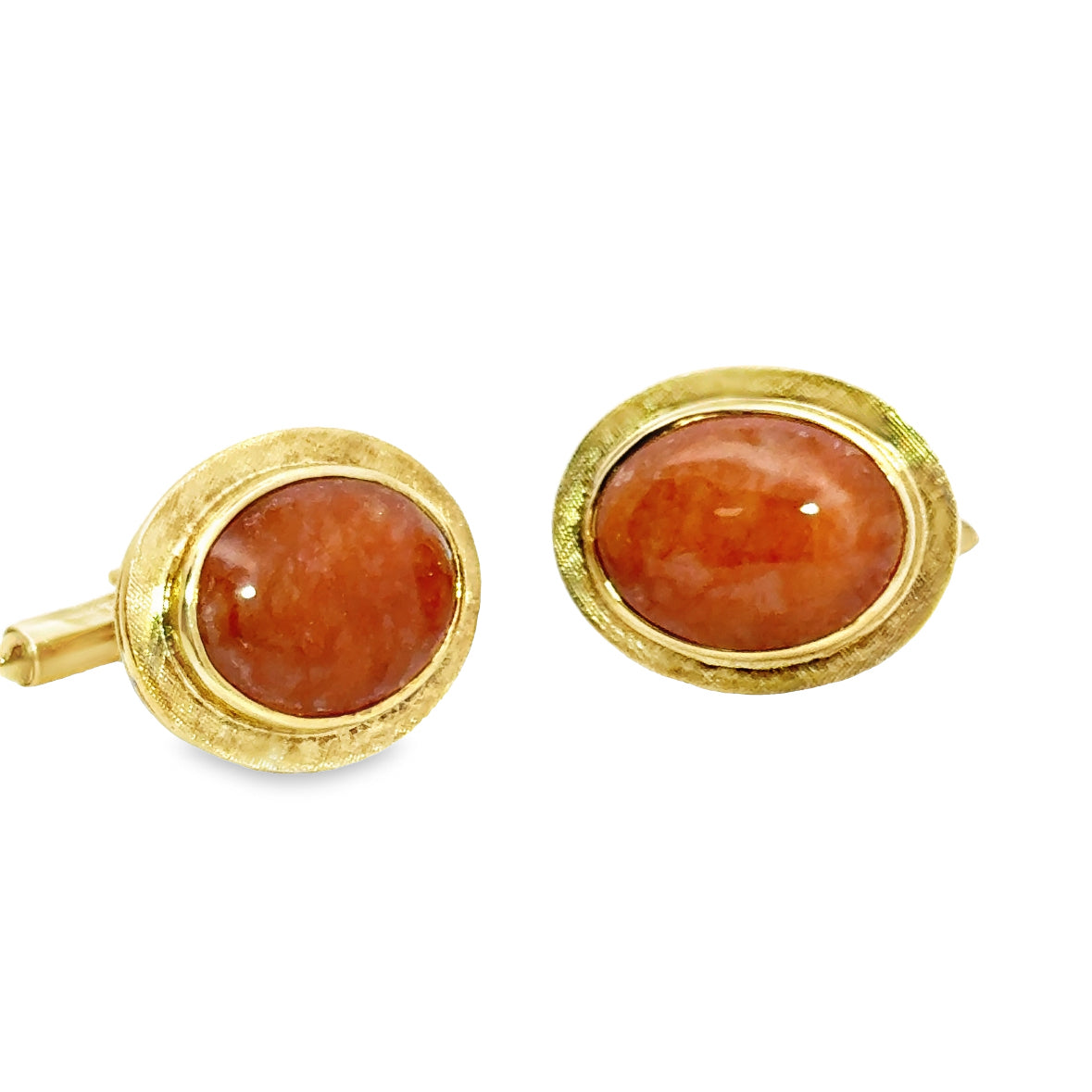 14K Yellow Gold Mexican Opal Cuff Links