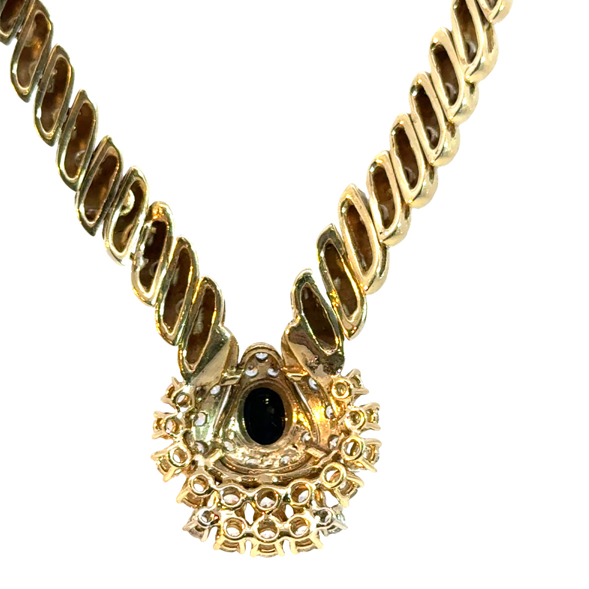 14K Yellow Gold Sapphire & Diamond Collar Necklace