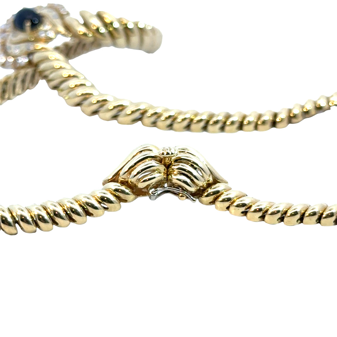14K Yellow Gold Sapphire & Diamond Collar Necklace