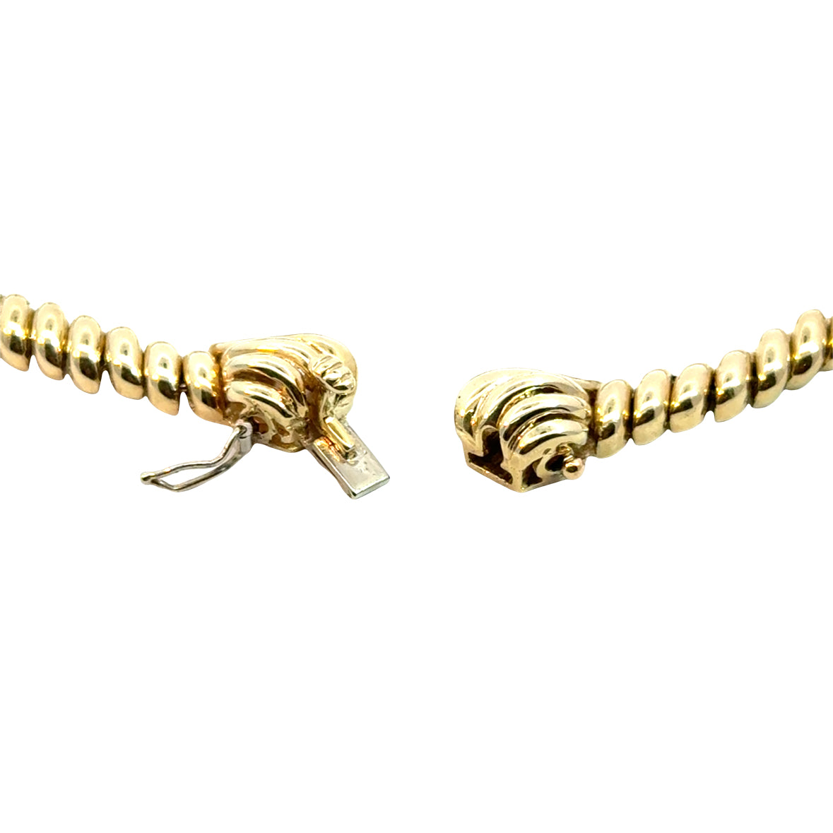 14K Yellow Gold Sapphire & Diamond Collar Necklace