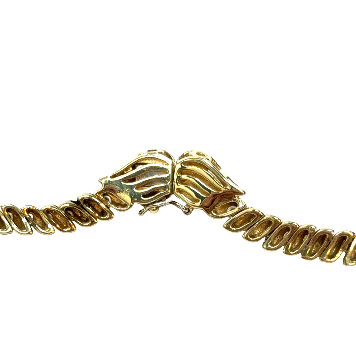14K Yellow Gold Sapphire & Diamond Collar Necklace