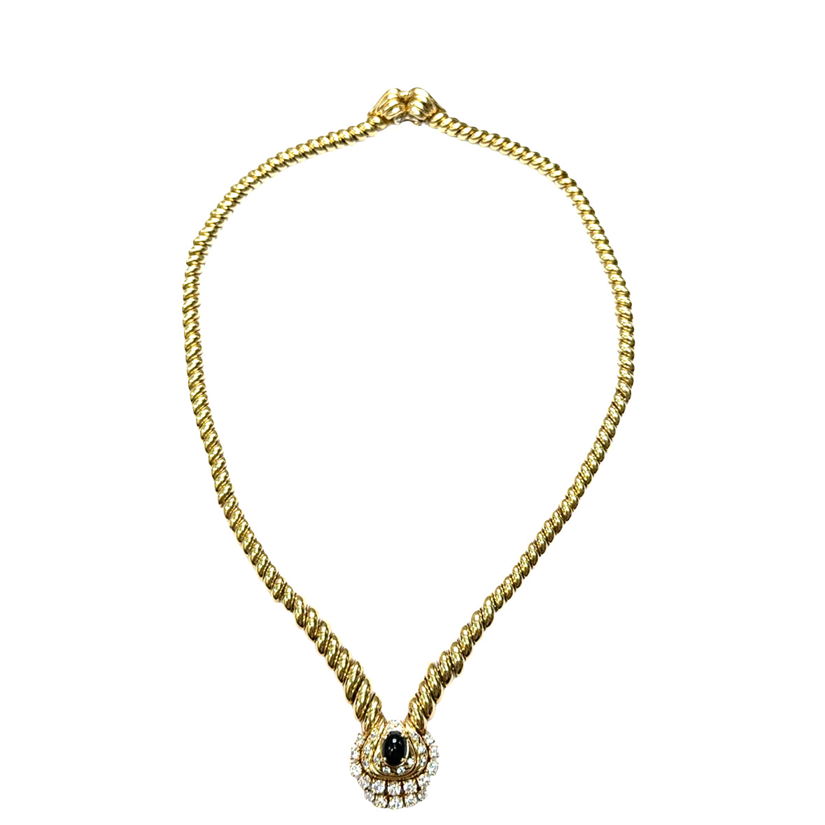 14K Yellow Gold Sapphire & Diamond Collar Necklace