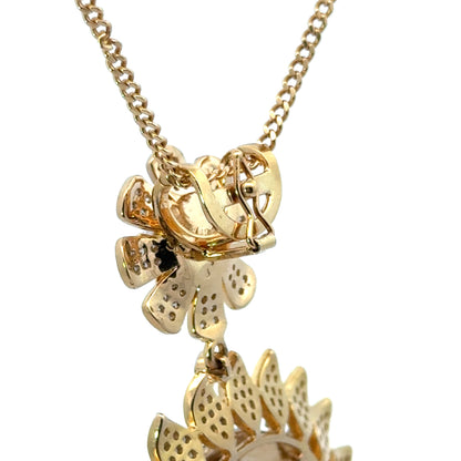 14K Yellow Gold Diamond & Blue Enamel Floral Jewelry Set