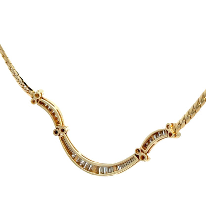 14K Yellow Gold Diamond Necklace with Sculptural Center Bar