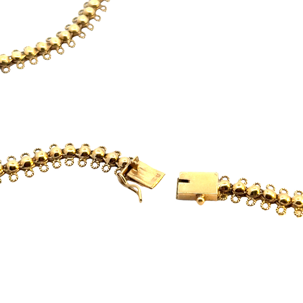 18K Yellow Gold Retro Citrine Tassel Necklace – Ornate Filigree Design