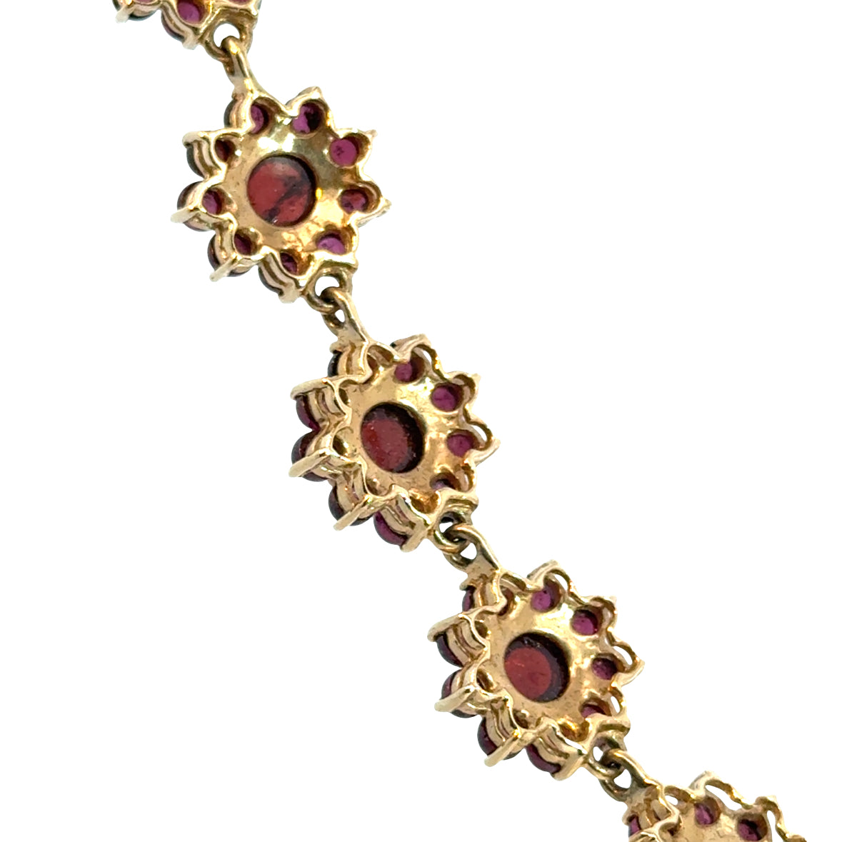 1960s Vintage 14K Gold Garnet Flower Cluster Necklace