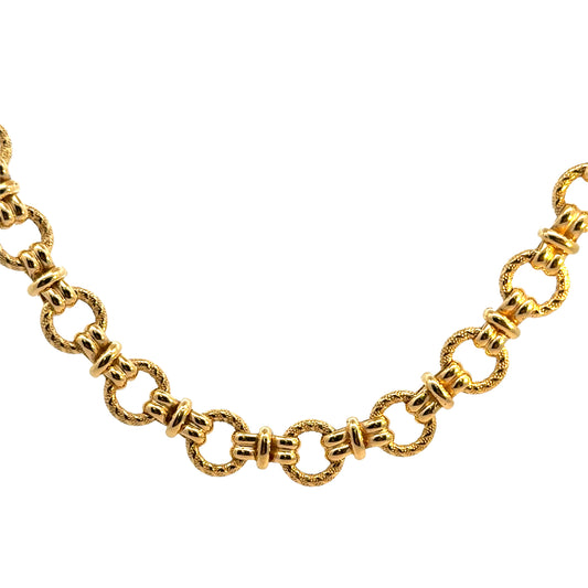 Italian 14K Yellow Gold Textured Link Chain Necklace – 30 Inches