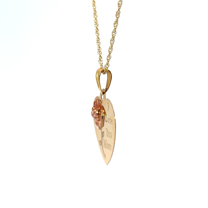 Yellow & Rose Gold Heart “I Love You More” Pendant with 18” Chain