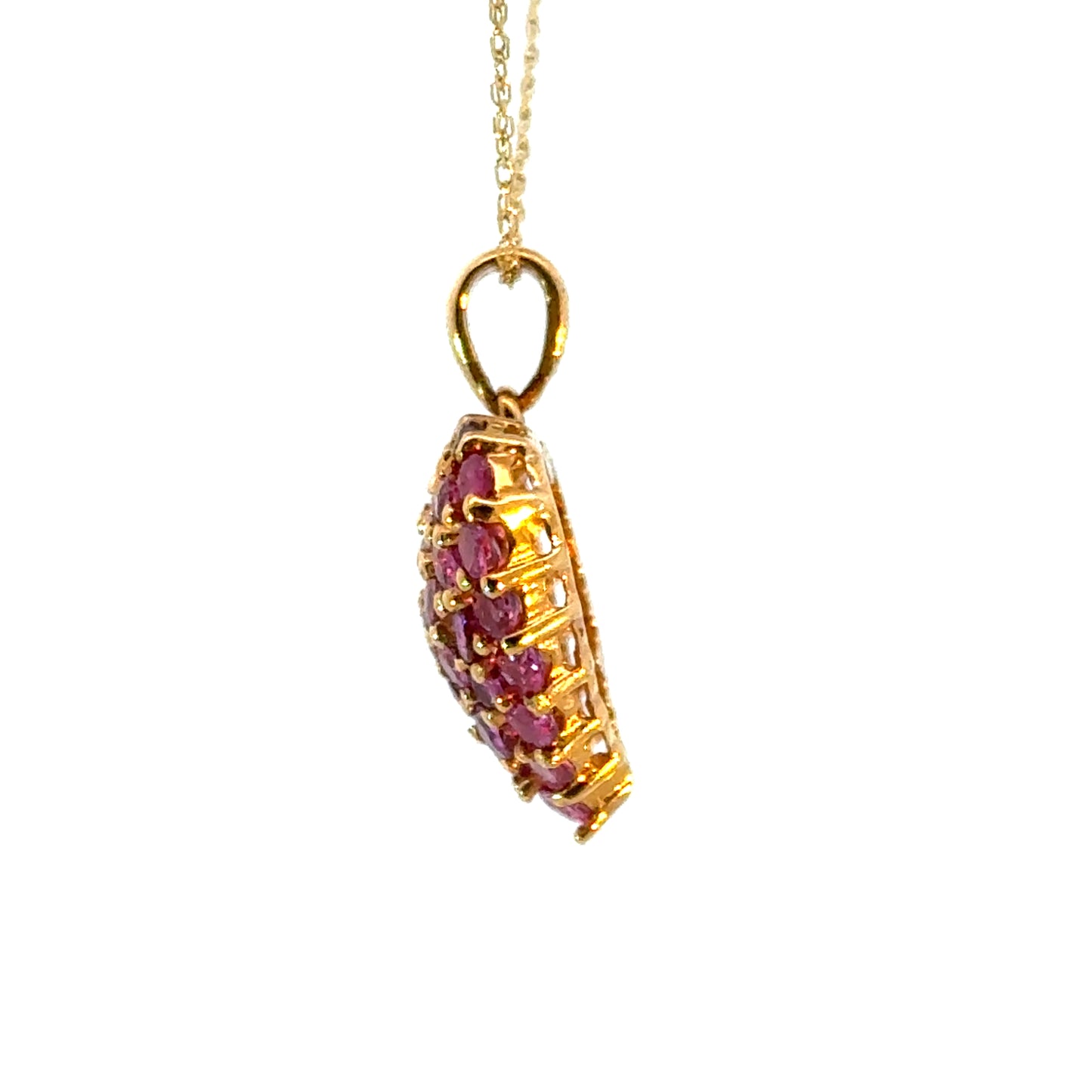 14K Yellow Gold Ruby Heart Pendant Necklace