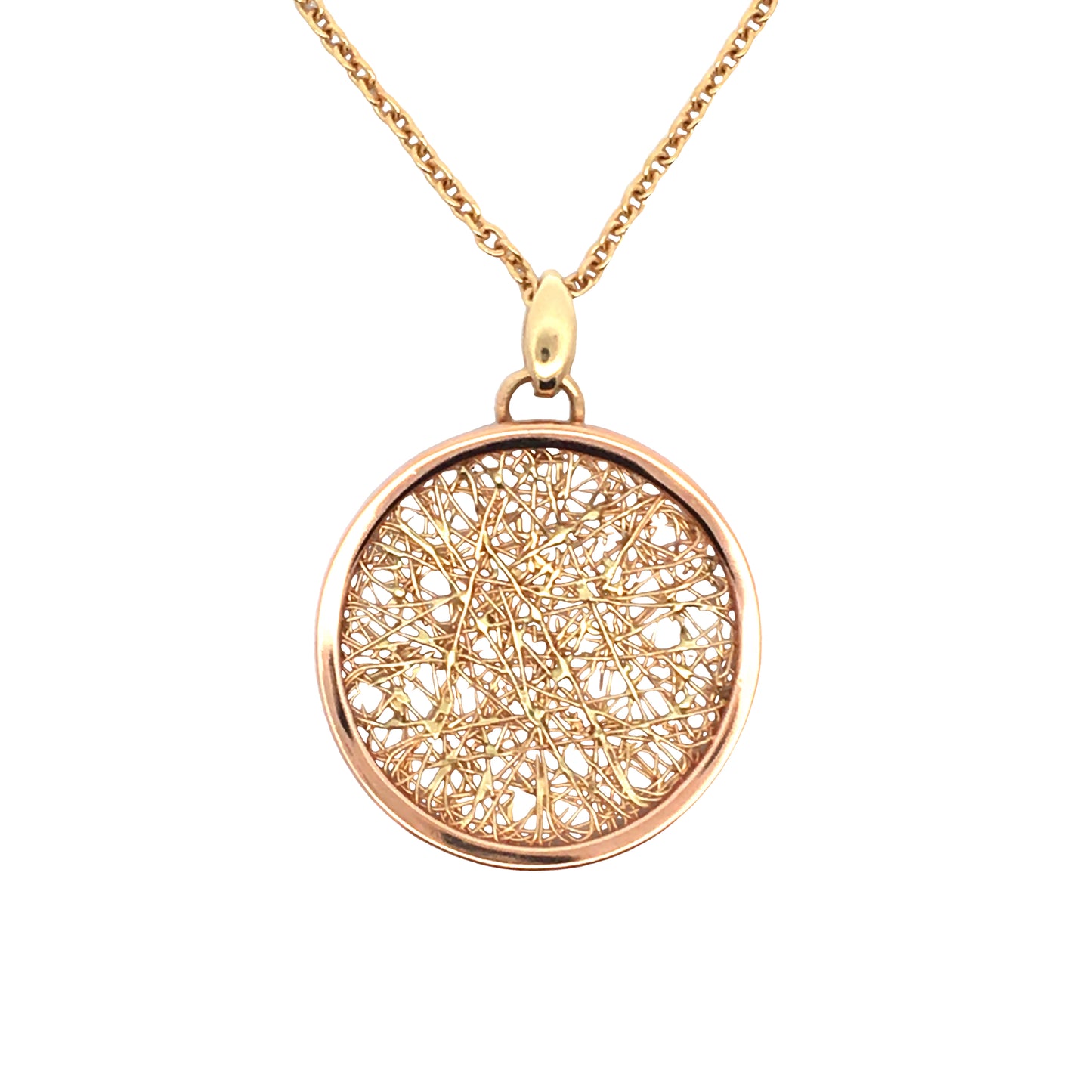 14K Rose Gold Italian Gold Disk Pendant