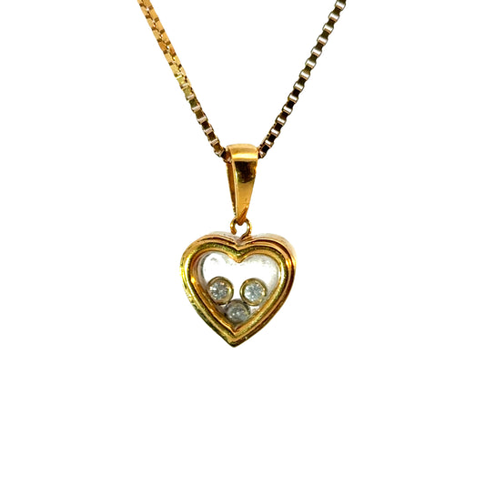 Chopard 18K Yellow Gold Floating Diamond Heart Pendant Necklace