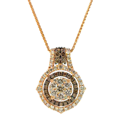 Le Vian 14K Rose Gold Diamond Cluster Pendant Necklace