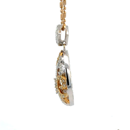 Sophisticated 18K Two-Tone Pear-Shaped Diamond Pendant-Necklace