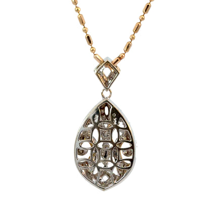 Sophisticated 18K Two-Tone Pear-Shaped Diamond Pendant-Necklace