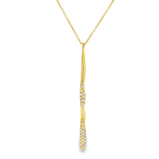 18K Yellow Gold Diamond Cluster Drop Pendant Necklace – Modern Sculptural Design