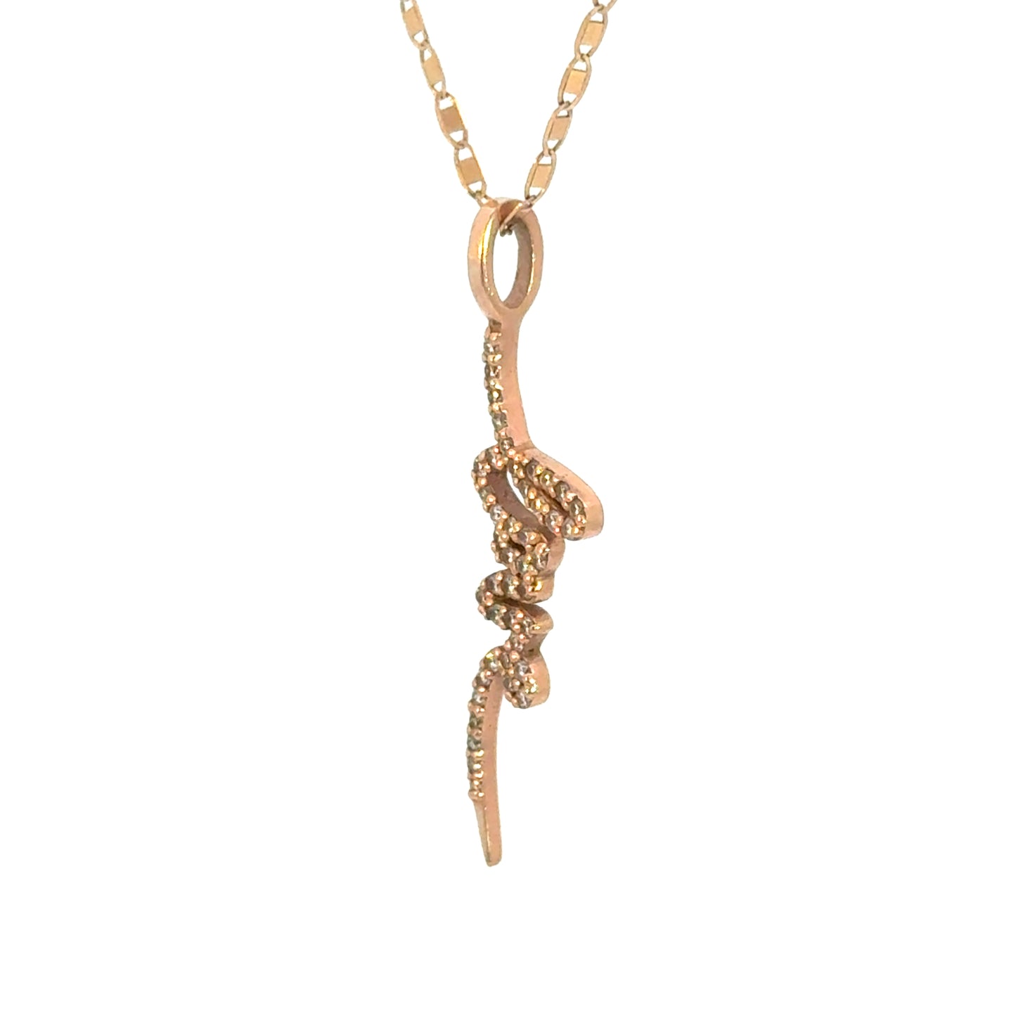 14K Rose Gold Lana Jewelry Rose Gold Diamond Love Script Pendant with Adjustable Chain