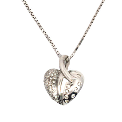 18K White Gold & Diamond Heart Pendant