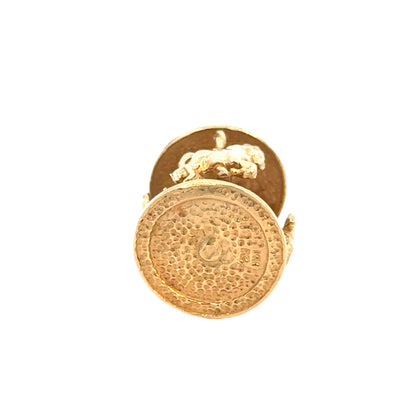 Vintage Carousel Charm with Moving Horses in 14K Yellow Gold