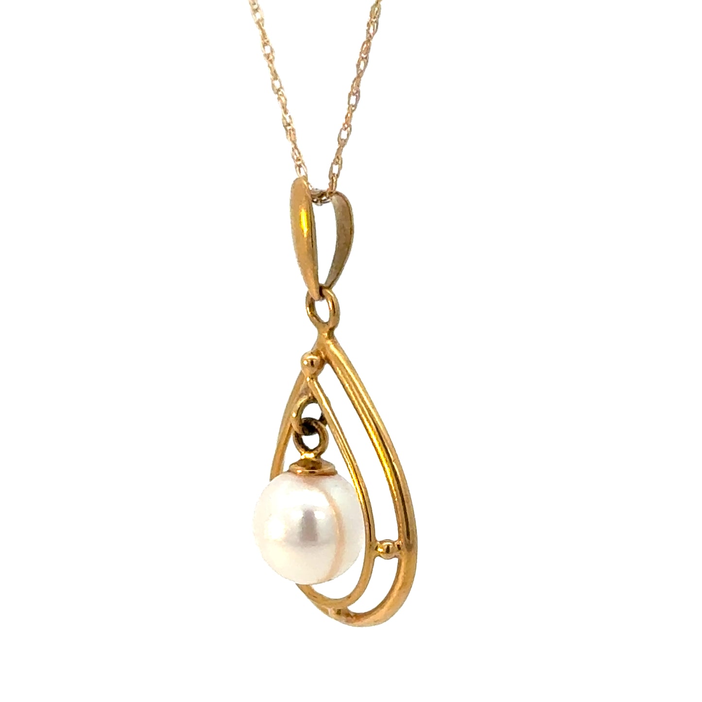 18K Yellow Gold Teardrop Pearl Pendant