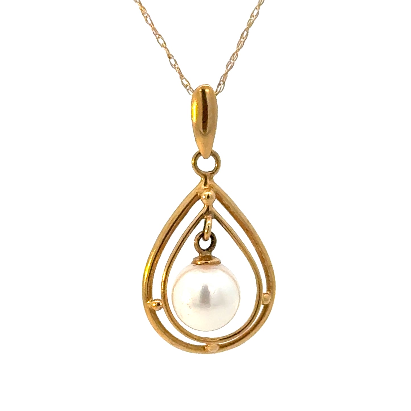 18K Yellow Gold Teardrop Pearl Pendant