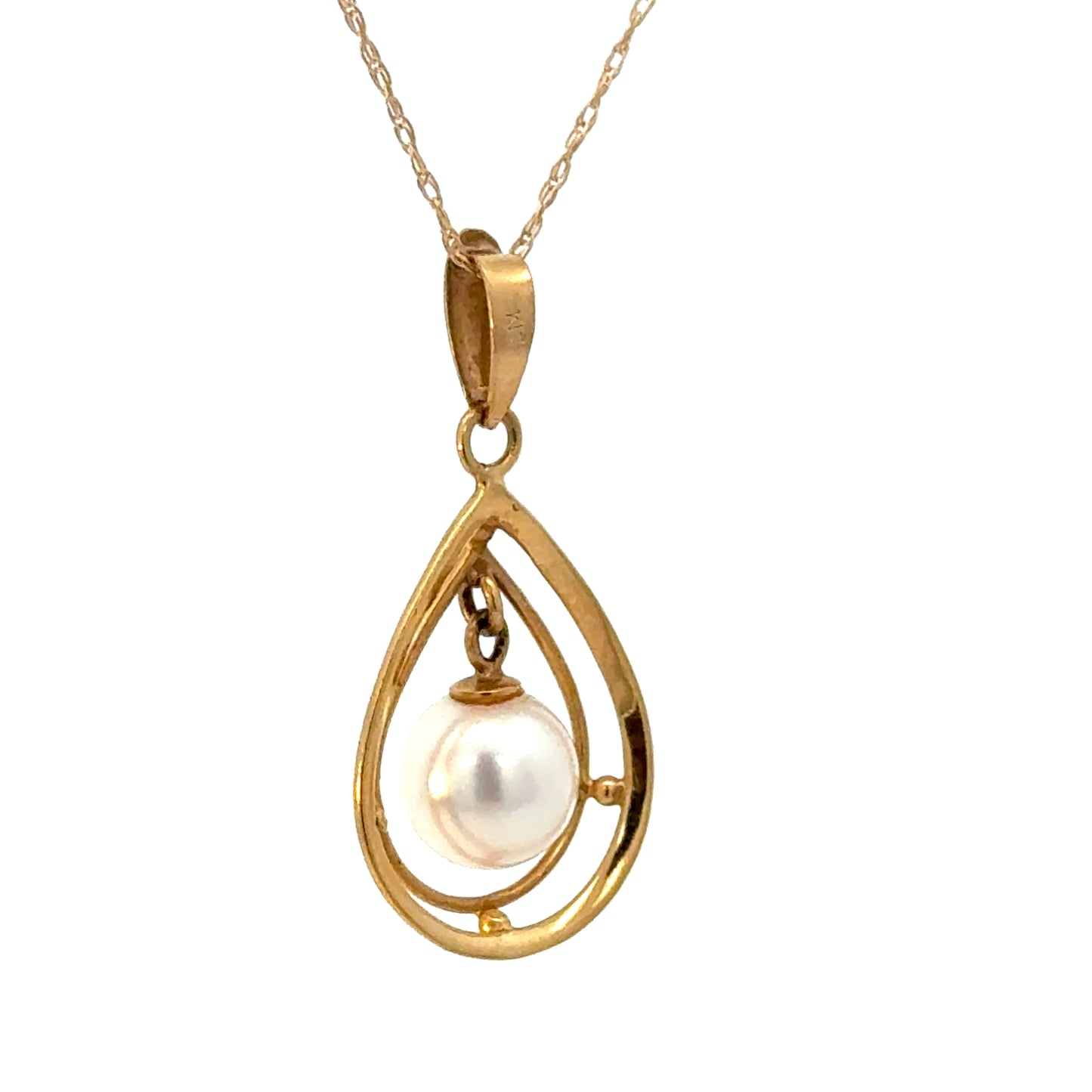18K Yellow Gold Teardrop Pearl Pendant