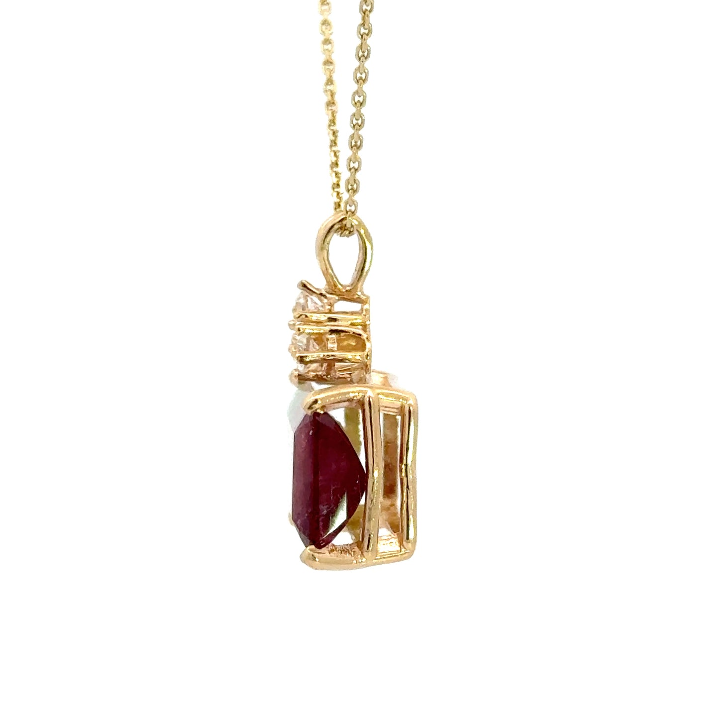 14K Gold Natural Bi-Color Tourmaline Pendant with Diamond Accent