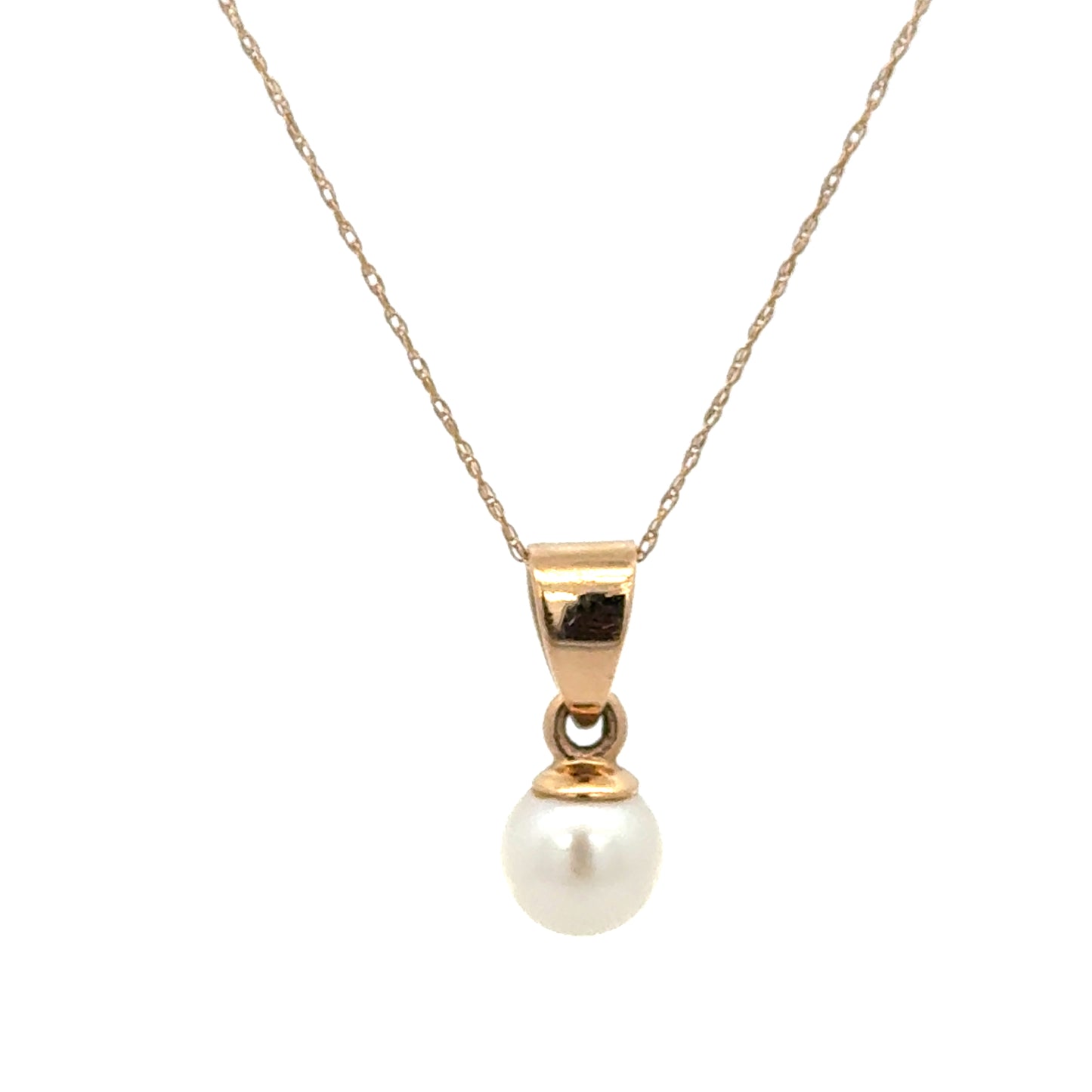 14K Yellow Gold  Dainty Cultured Pearl Pendant