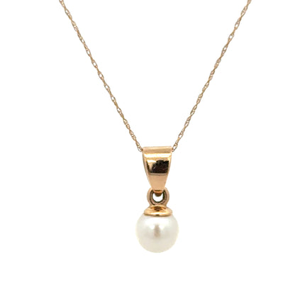 14K Yellow Gold  Dainty Cultured Pearl Pendant