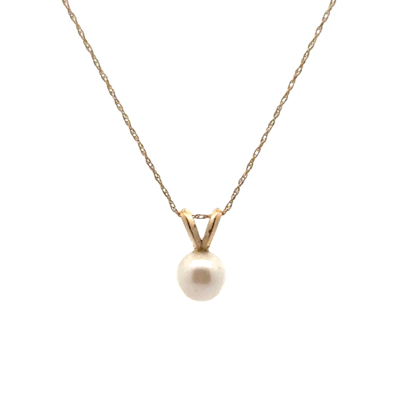14K Yellow Gold Pearl Solitaire Pendant