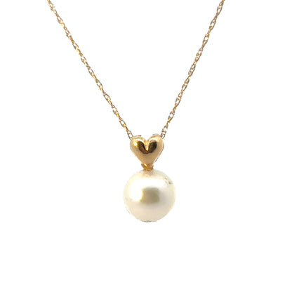 14K Yellow Gold Sweetheart Pendant with Pearl