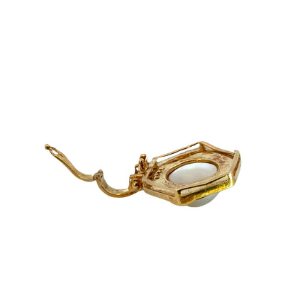 14K Yellow Gold Vintage Pearl, Onyx & Diamond Pendant